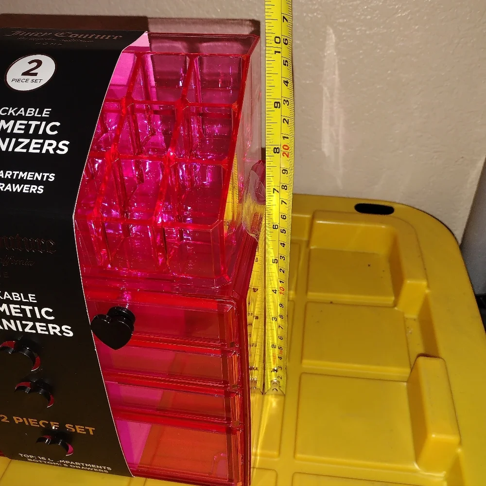 JUICY COUTURE STACKÀBLE COSMETIC ORGANIZER CLEAR PINK JUICY COUTURE ORGANIZER